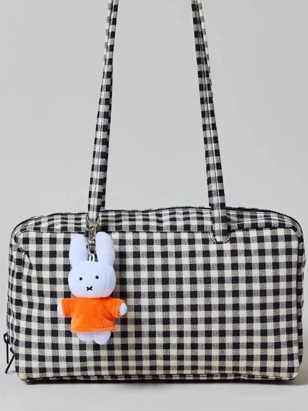 {NOT FOR SALE} ⛔️ NWT BAGGU Nylon Bowler Bag Black & White Gingham
